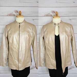 Chadwicks of Boston 90s Tailored Leather Moto Jacket in Blush Pearl Size 14